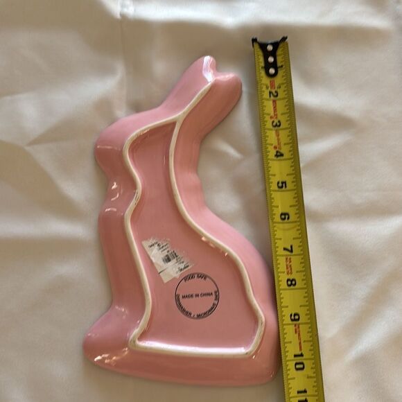 Bunny Plate Pink Embossed Rabbit Easter Luxury Dish Pink Bow‎ - Picture 7 of 8